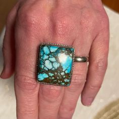 Beautiful Web Matrix Bisbee Turquoise And Sterling Silver Ring Signed Cc. Weighs Almost 12 Grams And Is 1 Inch Long And 3/4 In Wide Beautiful Ring!!!! Bisbee Turquoise, Leather Bracelets Women, Bracelets Women, Native American Rings, Leather Bracelets, Beautiful Ring, Womens Jewelry Rings, Sterling Silver Ring, Matrix