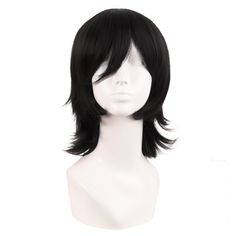 MapofBeauty 14 Inch/35 cm Short Cosplay Wolf Tail Synthetic Side Bangs Party Wig (Black) Hair Rods, Wolf Tail, Party Wig, Costume Anime, Wolf Cut, Wide Tooth Comb, Male Grooming, Side Bangs, Black Wig