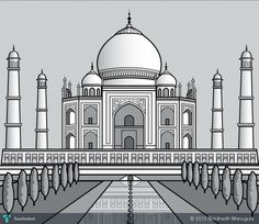 a drawing of the tajwa mosque in india