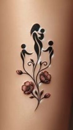 a woman's tattoo with flowers on the side