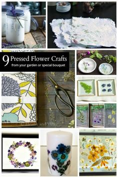 the collage shows different types of flower crafts and how to decorate them with them