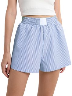 PRICES MAY VARY. ️Material:This cute gingham boxer shorts made of polyester blend fabric,brathable and lightweight. ️Design:Elastic waistband,loose fit,easy to put on and take off.You don't have to sacrifice comfort for style with these check printed button front cotton poplin shorts. ️Style:Low waist design highlights your charming figure,Y2k Pajamas Shorts feature a playful plaid pattern,perfect inspo for what you want to wear this summer. ️Match:Pair well with all kinds of crop tops,bustier, Y2k Pajamas, Boxer Shorts For Women, Pajamas Shorts, Poplin Shorts, Y2k Shorts, Women Y2k, Shorts Cute, Shorts Style, Sleep Shorts