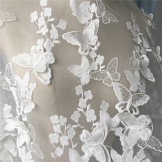 please Favorite our shop & get coupons in Announcement here is the shop link https://www.etsy.com/shop/LaceNotes Exquisite fine lace fabric, lace applique, lace trim products on sale off white embroidered lace fabric, 3D butterfly motif bridal lace fabric,3D lace applique fabric for haute couture wedding costume dress Color: off white as show in the pictures Width: Fixed wide is about 130 cm ( including the tulle part) Price: Price is for one yard. You can buy as many yards as you like. Ship Butterfly Project, Lace Butterfly, Butterfly Lace, Bridal Lace Fabric, Couture Embroidery, Embroidered Lace Fabric, 3d Butterfly, Wedding Dress Fabrics, Textile Pattern