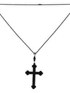 Embrace your edgy style with this striking punk gothic black cross necklace. The intricately designed cross pendant exudes a bold and rebellious vibe, perfect for those who dare to stand out. Crafted with attention to detail, this necklace is a must-have for anyone looking to add a touch of dark elegance to their outfit.   Please note that this product includes only the necklace. Gothic Black Cross Pendant Necklace, Black Cross Pendant Jewelry For Halloween, Black Cross Jewelry For Halloween, Black Punk Cross Necklace, Punk Black Cross Necklace, Gothic Black Crucifix Cross Necklace, Punk Style Black Cross Necklace, Gothic Black Cross Necklace Gift, Edgy Black Cross Necklace