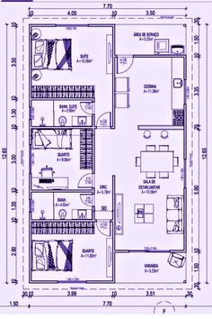 the floor plan for a two story house with three bedroom and one bathroom, in blueprint