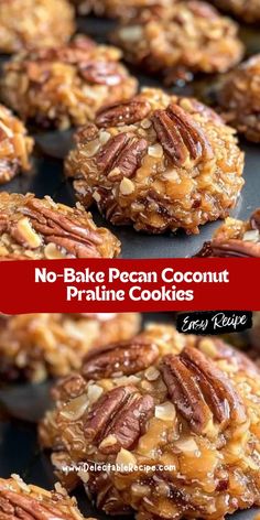 no - bake pecan coconut pralie cookies