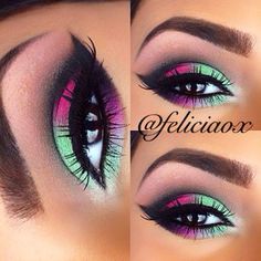 ☆ nice for a neon day :) or just beautiful for the right outfit Eyeshadow Looks Bright, Floral Eye Makeup, Neon Eyeshadow Looks, Neon Eyeshadow, Bright Eye Makeup, Wedding Pic