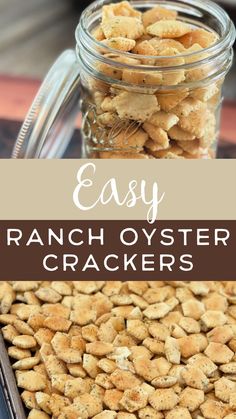 ranch oyster crackers in a glass jar