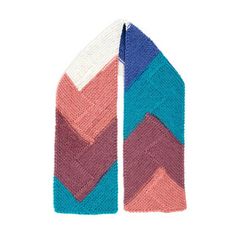 two knitted ties with different colors and patterns on them, one is pink, the other is blue