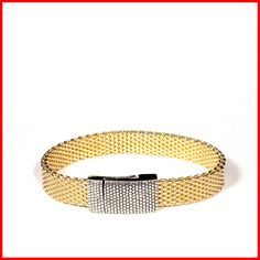 2-tone mesh bracelet leila jewels Modern Jewelry With Magnetic Closure For Gift, Elegant Gold Magnetic Bracelets, Elegant Gold Magnetic Bracelet, Elegant Bracelets With Magnetic Closure For Gift, Brass Mesh, In Her Studio, Mesh Bracelet, Magnetic Clasp, 14kt Gold