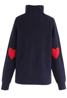 SIZE: L-XL Heart and Soul Patched Knit Sweater in Navy Soul Patch, Fashion Buyer, Chunky Cardigan, Knit Midi, Navy Sweaters, Indie Design, Heart Soul, Shape Pattern, Retro Dress