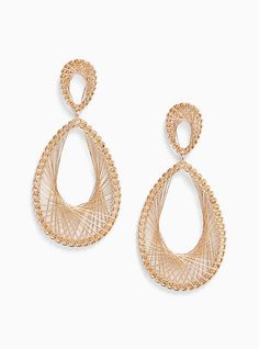 Show off your flashy, yet elegant, side in these gold-tone teardrop earrings. Post backs. Base metal. Imported. The best plus size women's gold-tone wire cage teardrop dangle earrings in gold. Evening Earrings, Statement Hoop Earrings, Turquoise Stud Earrings, Hammered Earrings, Wrapped Earrings, Teardrop Dangle Earrings, Wire Wrapped Earrings, Earrings In Gold, Stone Pendant Necklace