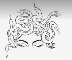 a drawing of a woman with snakes on her head