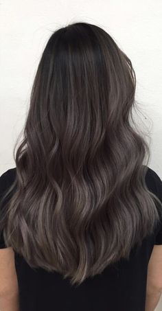 Asian Hair Balayage Ash, Dark Ash Hair Color, Balayage Asian Hair, Rambut Brunette, Ash Brown Hair Color, Black Hair Balayage, Dark Brunette Hair, Ash Hair Color, Hairstyle Idea