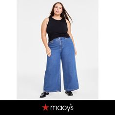 in stock High Rise Wide Leg Jeans, Junior Outfits, Plus Size Jeans, Wide Leg Jeans, Cotton Spandex, Wide Leg, High Rise, In Store, Pick Up