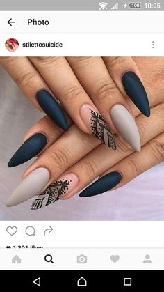 Matte Stiletto Nails, Matte Nails Design, Ab Workouts, Hot Nails, Fabulous Nails, Fancy Nails, Creative Nails, Matte Nails, Gorgeous Nails