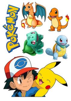 the pokemon characters are all different colors and sizes