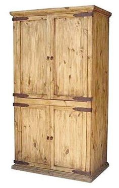 a tall wooden cabinet with two doors