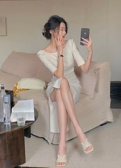 A Line Long Dress, Korean Style Women, Dress Korea, Slim Fit Dress, Women's Evening Dresses, Slim Fit Dresses, Fit Dress, Slim Dresses, Korea Fashion