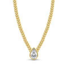 Featuring a classic curb link design, this necklace is crafted from solid gold and showcases a beautiful bezel setting that cradles a genuine diamond. The combination of the bold Cuban link style and the delicate sparkle of the diamond makes this piece both timeless and contemporary.Perfect for layering or wearing alone, this necklace is a versatile accessory that can complement any casual or formal outfit. Whether it's a special gift or a personal treat, this necklace adds a touch of elegance and luxury to any occasion.✪ FEATURES • Crafted with premium 14K gold, ensuring durability and a luxurious finish. • Length: 16, 17, and 18 inches, please contact us for different sizes. • Weight: 4.8 Grams • Made to order✪ DIAMOND INFORMATION • Genuine, conflict-free diamonds • Number Diamonds: 1 • Classic Teardrop Pendant Jewelry With Bezel Setting, Classic Bezel-set Teardrop Pendant Jewelry, Classic Teardrop Pendant With Bezel Setting, Classic Gold Diamond Necklace With Curb Chain, Fine Jewelry Diamond Necklace With Curb Chain, Classic Gold Diamond Necklace With Cuban Link, Classic Yellow Gold Chain Necklace With Brilliant Cut, Formal Teardrop Pendant Necklace With Bezel Setting, Classic Link Diamond Necklace With Accents