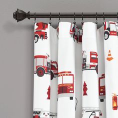 curtains with firetrucks and trucks on them