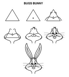 the bugs bunny faces are shown in black and white