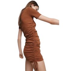 Available New Zara Ribbed Ruched Side String Short Sleeve Mini Dress Sz L Round Neck Short Sleeve Ribbed Texture Adjustable Drawstring Ruching At Sides 95% Cotton, 5% Elastane Color: Brown Style 3253/801/700 Size Large Approximate Measurements Laying Flat: Chest 16” Length 34.5” Brand New With Tags Perfect Condition Typically Ships Same/ Next Day New To Poshmark? Sign Up & Use My Code Gb4 To Get $10 Off Your First Poshmark Order. Brown Ruched Knee-length Mini Dress, Knee-length Ruched Brown Mini Dress, Zara Short Sleeve Mini Dress With Ruched Detail, Zara Ruched Short Sleeve Mini Dress, Zara Ruched Bodycon Mini Dress, Zara Bodycon Ruched Mini Dress, Zara Short Sleeve Ruched Mini Dress, Casual Zara Ruched Mini Dress, Zara Brown Ruched Dress