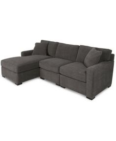 Radley 3-Piece Fabric Chaise Sectional Sofa, Created for Macy's | macys.com Radley Sectional, Macy Furniture, Futon Decor, Chaise Sectional Sofa, Couch With Chaise, Sectional Sofa With Chaise, Sectional Sofas Living Room, Living Room Arrangements, Fabric Sectional Sofas