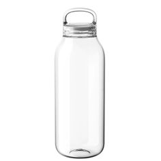 a clear glass jar with a metal lid on a white background for storage or packaging