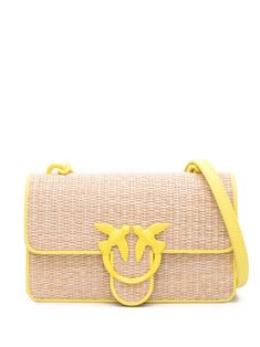 beige/lemon yellow linen blend woven raffia design faux-leather trim signature Love Birds logo plaque engraved logo signature Love Birds logo plaque leather and chain-link shoulder strap main compartment debossed internal logo internal zip-fastening pocket internal slip pocket gold-tone hardware This piece comes complete with a protective dust bag. This item contains at least 50% materials which are certified or widely recognised as having a lower environmental impact through production and/or manufacturing processes that reduce water consumption and the use of harmful chemicals, or re-use by-products of the production process. Learn more about what makes a product Conscious on our Conscious Criteria page Summer Designer Crossbody Shoulder Bag, Designer Crossbody Shoulder Bag For Summer, Designer Summer Shoulder Bag With Logo, Designer Logo Shoulder Bag For Summer, Beige Logo Bag For Summer, Designer Yellow Bags For Summer, Luxury Yellow Shoulder Bag For Summer, Lsu Gameday, Pinko Bags