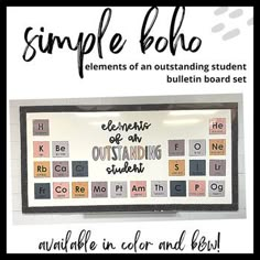 a bulletin board with the words simple bloo written in black and white on it