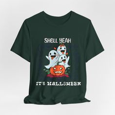 Get into the Halloween spirit with this fun and quirky "SHELL YEAH IT'S A HALLOWEEN" t-shirt! Featuring eight expressive pumpkin faces, each showing a different emotion, this shirt perfectly captures the spooky and playful vibes of the season. Whether you're at a Halloween party, trick-or-treating, or just lounging in fall fashion, this comfy and stylish graphic tee is sure to bring the fun. Perfect for pumpkin lovers, Halloween enthusiasts, and those who enjoy a bit of humor in their holiday wardrobe! Made with 100% Airlume combed and ring-spun cotton, a lightweight fabric (4.2 oz/yd² (142 g/m that is easy to layer, breathable. Perfect for active and leisure wear.  .: The retail fit that is perfect for casual and semi-formal settings. The crew neckline adds a classic, neat style that's pe Halloween Novelty Tops With Funny Text, Halloween Fun T-shirt With Funny Text, Halloween Novelty T-shirt With Graphic Print, Funny Halloween T-shirt With Letter Print, Funny Halloween T-shirt With Short Sleeves, Casual Halloween Slogan T-shirt, Halloween Novelty T-shirt With Cartoon Print, Casual Tops With Funny Text For Halloween, Beach Halloween