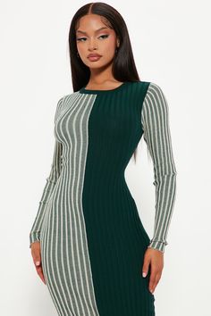 Available In Hunter. Sweater Midi Dress Long Sleeve High Neck Stretch 80% Viscose 10% Polyester 10% Nylon Imported | Chai Latte Sweater Midi Dress in Hunter size Small by Fashion Nova Green Ribbed Bodycon Dress For Fall, Fitted Crew Neck Midi Dress For Fall, Fall Crew Neck Bodycon Dress, Elegant Crew Neck Bodycon Dress For Spring, Green Ribbed Long Sleeve Midi Dress, Green Crew Neck Dress For Fall, Green Ribbed Knee-length Mini Dress, Green Crew Neck Winter Dress, Green Long Sleeve Ribbed Midi Dress