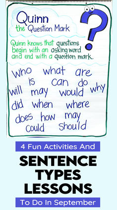 Sentence types anchor chart. 4 Types Of Sentences, Sentence Anchor Chart, Sentence Types, Elementary Literacy Activities, Goal Setting Activities, Types Of Sentences, Grammar Practice