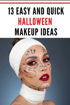 Minimalist Halloween Makeup, Easy Halloween Make Up Ideas Last Minute, Work Friendly Halloween Makeup, Quick And Easy Halloween Makeup Looks, Last Minute Scary Halloween Costumes, Last Minute Halloween Makeup Simple, Easy Last Minute Halloween Makeup, Quick Halloween Makeup Last Minute