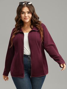 Shop Plain Zipper Fly Lapel Collar Jacket now and redefine your style with confidence at BloomChic. Tailored for mid and plus-size women. This trendy Outerwear Women, sizes 10-30. Season:Winter;Color:Burgundy;Style:Casual;Pattern Type:Plain;Details:Pocket, Tie Dye, Plain;Pocket:It is perfectly sized to carry a phone.;Belt:No-belt;Closure Type:Zipper;Lining:No-lining Burgundy Zipper Closure Outerwear For Winter, Burgundy Winter Outerwear With Zipper Closure, Long Sleeve Fleece Jacket With Zip For Fall, Solid Fleece Jacket With Zipper Closure For Fall, Solid Fleece Jacket With Zipper For Fall, Trendy Outerwear, Burgundy Style, Winter Color, Collar Jacket