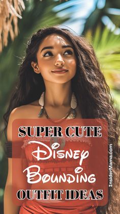 a woman with long hair wearing a red dress and the words super cute disney bound outfit ideas