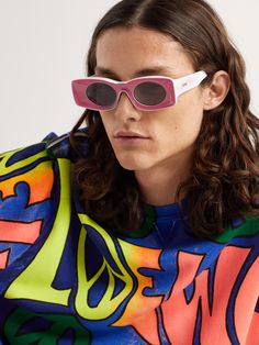 Loewe's collaboration with Paula's Ibiza celebrates the joyful spirit of the Balearic island, so you can expect its accessories to be fun and a little bit quirky. Taking inspiration from chunky styles favoured in the '70s and '80s, these rectangular-frame sunglasses are made from pink and white acetate and fitted with brown lenses that'll protect your eyes.