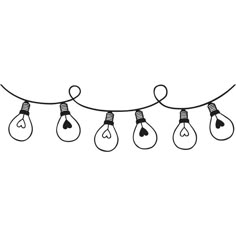 a line of light bulbs hanging from a wire