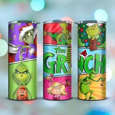 the grin movie characters are depicted in three different tins