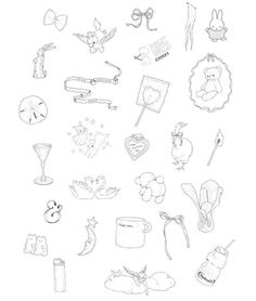 an image of various items drawn in pencil on white paper with the words, i love you