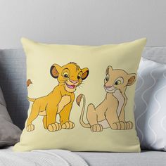 the lion king and cub throw pillow