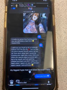 a cell phone with someone's text message on the screen and an instagram sticker