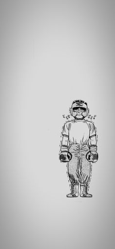 a black and white drawing of a man in space suit standing with his hands on his hips