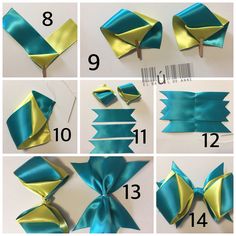 step by step instructions on how to make an origami bow from satin ribbon