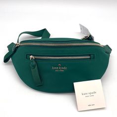 Brand New With Tag Kate Spade Chelsea Nylon Belt Bag Color: Deep Jade Collection: Chelsea The Little Better Size: 5.1"H X 12.2"W X 3.2"D Trim: Smooth Leather Ksny Metal Pinmount Logo Signature Two Way Spade Jacquard Lining Back Credit Card Pockets Adjustable Strap Can Be Worn At Waistline Or Across Chest Strap Drop: Approximately 31” Gold Toned Hardware K8006 100% Authentic Green Belt Bag With Zipper Closure, Green Belt Bag For Travel, Green Satchel Belt Bag For Travel, Luxury Green Nylon Bag, Green Kate Spade Shoulder Bag With Removable Pouch, Kate Spade Green Bag With Adjustable Strap, Green Kate Spade Bag With Adjustable Strap, Kate Spade Casual Bag With Removable Pouch, Kate Spade Travel Pouch Shoulder Bag