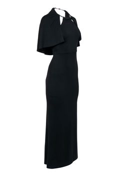 Go sleek and sultry for you next formal event with this luxe gown from ABS! Made in a halter design with a luxe gunmetal necklace and draped fabric. This striking stunner is sure to turn heads when you pair her with statement earrings, a chic up-do, and patent leather platforms! Size XS Shell: 97% Polyester, 3% Spandex Lining: 92% Acetate, 8% Spandex Concealed back zipper Lined Column silhouette Halter neckline with necklace Open back Back kick pleat Bust 30" Waist 25" Total length 58" Elegant Dress With Asymmetrical Neckline For Black-tie Events, Sleek Evening Dress With Asymmetrical Neckline For Gala, Fitted Solid Color Evening Dress For Formal Occasions, Sleek One-shoulder Evening Dress, Glamorous Formal Dress, Sleek Evening Dress With Asymmetrical Neckline For Formal, Solid Draped Evening Dress, Sleek Stretch Maxi Dress For Formal Occasions, Sleek Fitted Draped Evening Dress