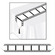 an image of a film strip being used to make a table cover for a movie