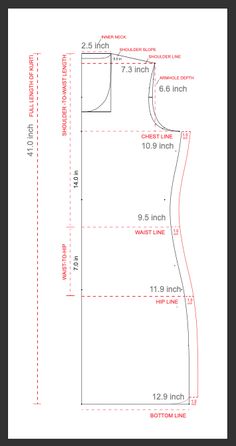 the sewing pattern is shown with measurements for the top and bottom part of the dress