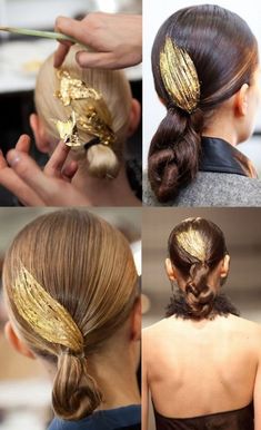 Catwalk Hair, Gold Leaf Hair, Runway Hair, Pinterest Hair, Golden Hair, Glitter Hair, Jason Wu